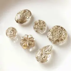 クリア×ゴールド★アクリルビーズ★アクセサリーパーツ★ハンドメイド★エスニック★