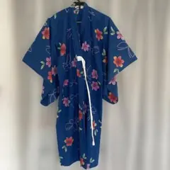 浴衣　花柄　青　ネイビー　120㎝