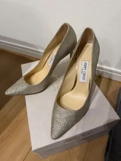 JIMMY CHOO グリッターゴールド ハイヒールパンプス