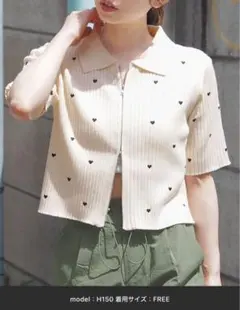 ダブルジップ半袖リブトップス tip top ハート