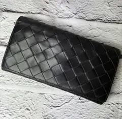 バイカラー✨IC搭載 ボッテガヴェネタ マキシイントレチャート 本革 長財布 黒