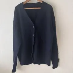 無印良品 MUJI 洗えるウール Ｖネック カーディガン ネイビー XL