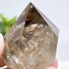 【天然石】スモーキークォーツ ダイヤモンドカット ポイント◆タワー