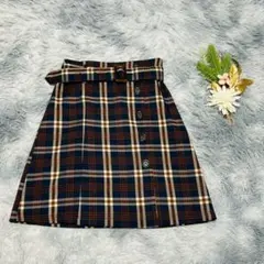 INGNI イング (M) ミニ丈 フレアスカート チェック柄 ベルト付き