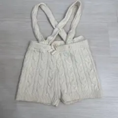 petit main サスペンダー付きニットショートパンツ