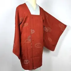 【しつけ糸付き新品未使用】道行コート 羽織 正絹 地紋 臙脂 身丈89 裄66