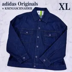 美品 アディダス コラボ デニムジャケット Gジャン XL 濃紺 袖3本ライン