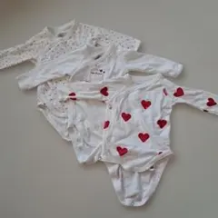 Petit Bateau ハート柄ロンパース3点セット