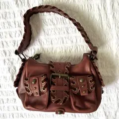 ベッツィージョンソン✨レザー ショルダーバッグ ボルドー スタッズのサムネイル