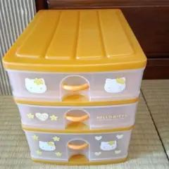 HELLO KITTY 　3段収納チェスト　オレンジ