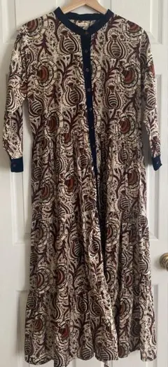 saruche ブロックプリントロングワンピース saruche】ブロックプリントロングワンピース