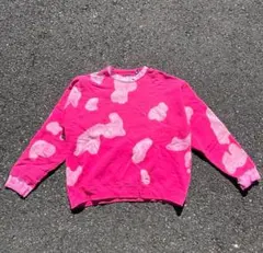 90s old GAP オールドギャップ スウェット ブリーチ 牛柄 ピンク短丈