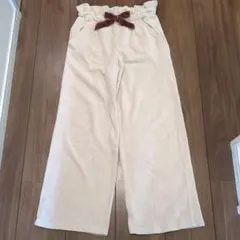 クリーム色 コーデュロイ ワイドパンツ