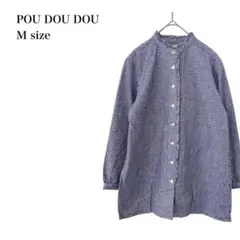 プードゥドゥ/長袖ブラウス/ギンガムチェック/フリル/コットン/日本製/M