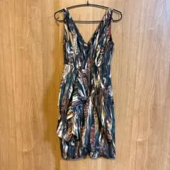 【H&M】ひざ丈ワンピース　ノースリーブ　ドレープ　US.2／Sサイズ相当