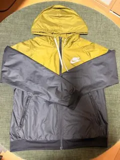ナイキ ナイロンジャケット L レディース カーキ×ネイビー フード付