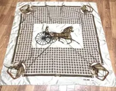 正規品】GUCCI オールドグッチ スカーフ シルク 馬車 馬具 ブラウン