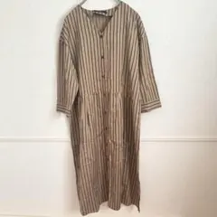 UNTITLED ストライプ シャツワンピース ロング 羽織 長袖 体型カバー