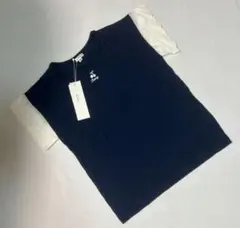 【新品未使用品】a.v.v 刺繍 袖レース 半袖Tシャツ ネイビー 160のサムネイル