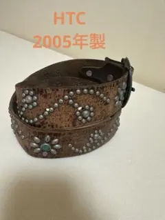 初期レア⭐️HTC⭐️リビルドフラワーベルト⭐️ブラウンレザー×シルバースタッズ⭐️36 正規取扱HTC（Hollywood trading Company) #24 FLOWER BELT