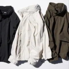 美品 ユニクロ UNIQLO M ウィンドプルーフ スタンドブルゾン ホワイト