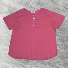 半袖 Tシャツ カットソー ピンク ヘンリーネック LL相当のサムネイル