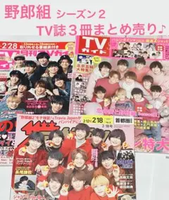 野郎組 シーズン2 TV誌 3冊まとめ売り♪中村嶺亜、他ジュニア