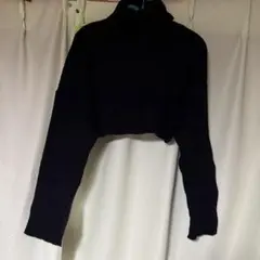 ZARA ブラック タートルネック クロップド セーター