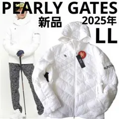 新品パーリーゲイツ】2025年Nyストレッチ中綿フーディブルゾン カモフラ白LL