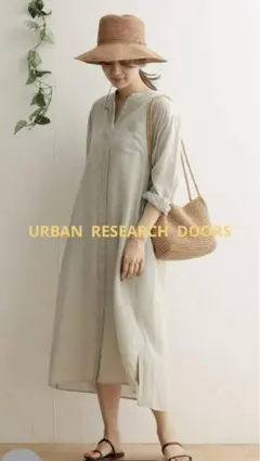 スタンドカラーロングシャツワンピース