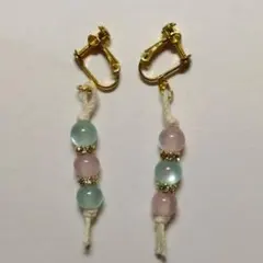 ビーズイヤリング(3連)⑩