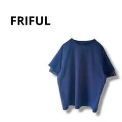 【FRIFUL】シャツ　ブラウス　半袖　ゆったり　シンプル　無地　ネイビー　XL