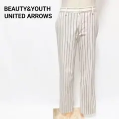 ​清潔感◎ ビューティー&ユース ストライプ柄スラックス M ホワイト