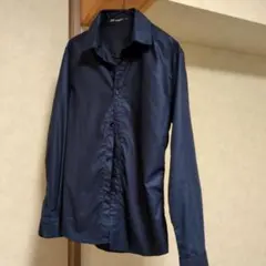 ジャージーシャツ 長袖 メンズ　美品　ネイビーブルー なめらか