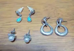最終値下げ！レディース ピアス☆ターコイズ風☆パールのピアス☆シルバー3個セット