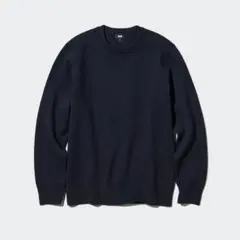 ユニクロ ウォッシャブルストレッチミラノリブクルーネックセーター XL ネイビー