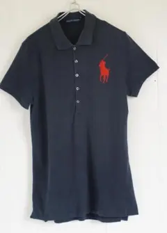 RALPH LAUREN ビッグポニー ポロシャツ M 黒 赤刺繍　y2k