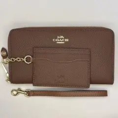 COACH コーチ CBZ98 長財布 ブラウン ゴールド　カードケース付き