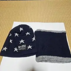 ニット帽 キャップ ネックウォーマー 大人用 2点セット 帽子 マフラー 男