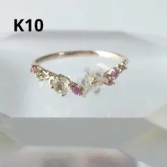 サマンサティアラ　シェルフラワー　ピンクトルマリン　リング　K10YG　約9号のサムネイル