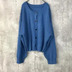 GU(3XL)2wayクロップドカーディガン/青/長袖/レディース/