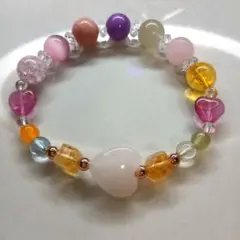 ローズクォーツハート♡シトリン✨ピンクオパール　ムーンストーン天然石ブレスレット