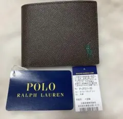 新品POLO RALPH LAUREN 二つ折り財布 ブラウン　グリーン