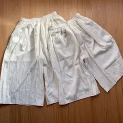 2着セット　ユニクロキッズ　白　ホワイト　七部ロングパンツ　姉妹お揃い