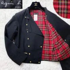6希少！　アニエスベー　ナポレオン ジャケット　裏地 赤チェック　金ボタン　M