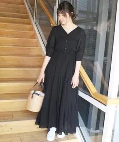 LIMITLESS LUXURY ティアード6分袖ロングワンピース マキシ丈