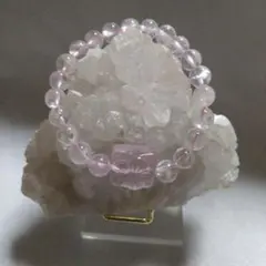 天然石 ローズクォーツ フラワー ブレスレット