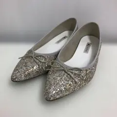 DIANA シルバー グリッター フラットシューズ　箱有り
