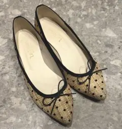 ルタロン　ドット　ポインテッド　フラットシューズ