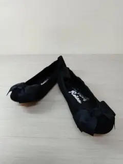 ヌーベルヴォーグリラックス　リボン付き黒フラットシューズ　22.5　新品未使用